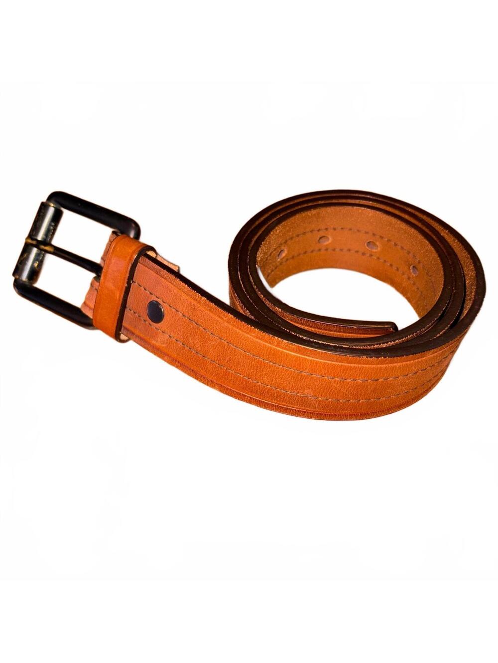Carhartt Brown Genuine Cowhide Leather Belt Size 34 Black Buckle